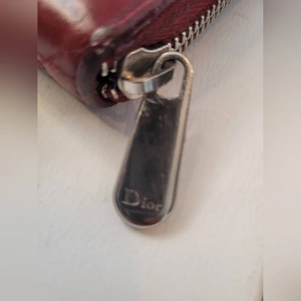 Christian Dior Red Cannage Quilted Long Zip Wallet